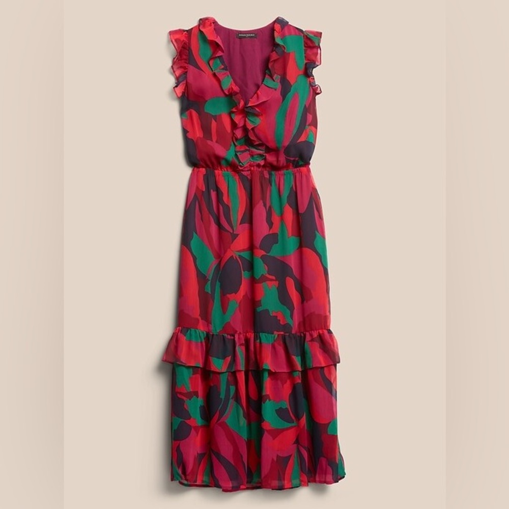 Banana Republic Factory Beet Root Flutter Midi Dress